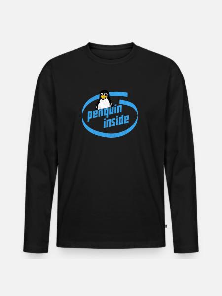 Penguin Inside Informatik lustig Spruch - Männer Premium Bio Langarmshirt - Schwarz