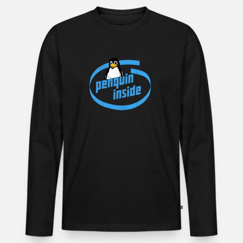 Penguin Inside Informatik lustig Spruch - Männer Premium Bio Langarmshirt - Schwarz