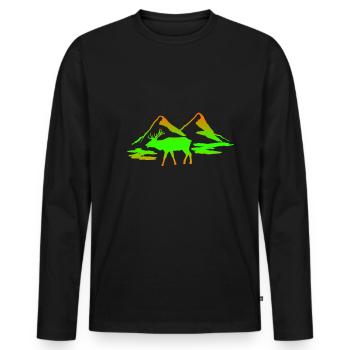 Elch Tier Geschenk - Männer Premium Bio Langarmshirt - Schwarz - Vorne - Nico (187cm)