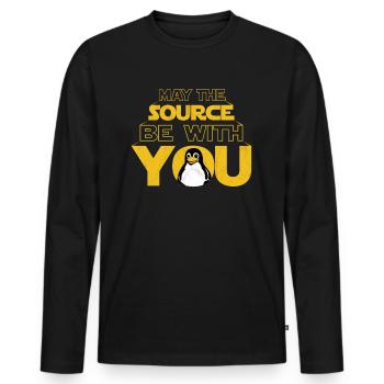 Que la source soit avec toi Dark nerd funny - T-shirt manches longues Premium bio Homme - noir - Devant - Nico (187cm)