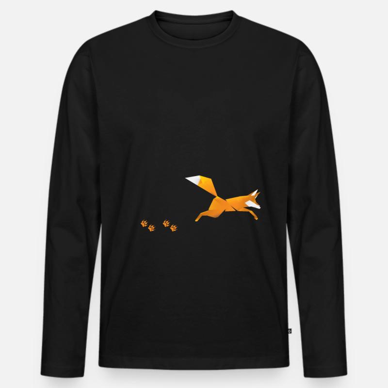 Fuchs Tier Geschenk - Männer Premium Bio Langarmshirt - Schwarz