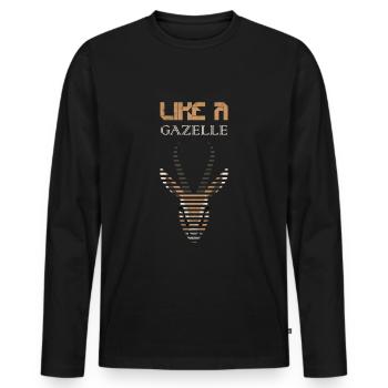 Gazelle cadeau animal - T-shirt manches longues Premium bio Homme - noir - Devant - Nico (187cm)