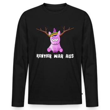 Rentier war aus. Grummeliges Einhorn - Männer Premium Bio Langarmshirt - Schwarz - Vorne - Nico (187cm)