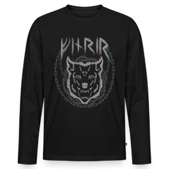 Fenrir Fenris Wolf Anciennes runes nordiques - T-shirt manches longues Premium bio Homme - noir - Devant - Nico (187cm)