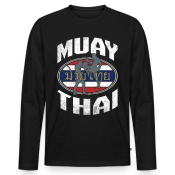 Drapeau thaïlandais de kickboxing - T-shirt manches longues Premium bio Homme - noir - Devant - Nico (187cm)