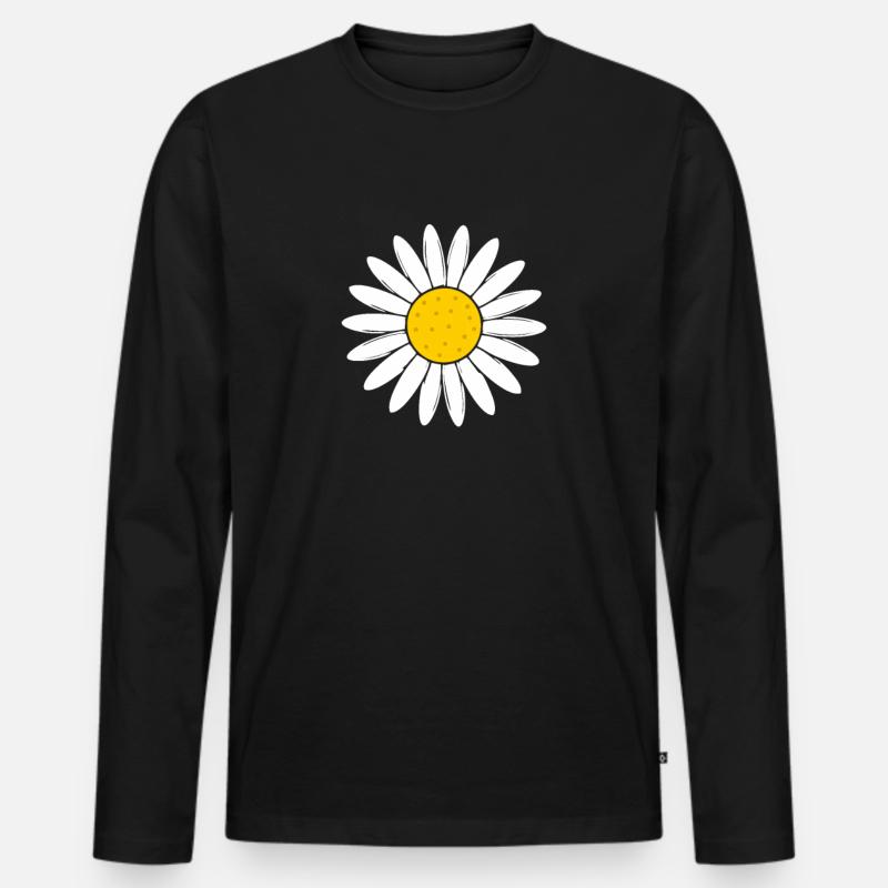 Gänseblümchen Blume - Männer Premium Bio Langarmshirt - Schwarz