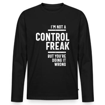 Je ne suis pas un monstre de contrôle - T-shirt manches longues Premium bio Homme - noir - Devant - Nico (187cm)