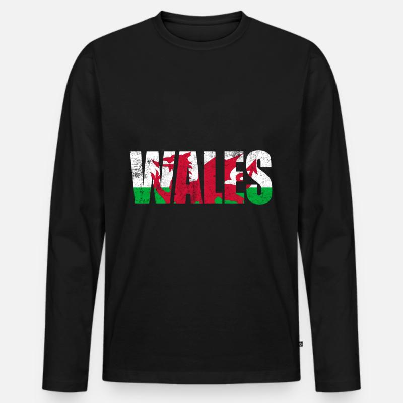 Wales Land Reise Geschenk - Männer Premium Bio Langarmshirt - Schwarz