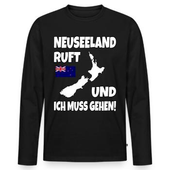 Neuseeland Ruft Und Ich Muss Gehen Backpacker - Männer Premium Bio Langarmshirt - Schwarz - Vorne - Nico (187cm)