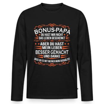 Bonus Papa Stiefvater Geschenk Pflegevater - Männer Premium Bio Langarmshirt - Schwarz - Vorne - Nico (187cm)