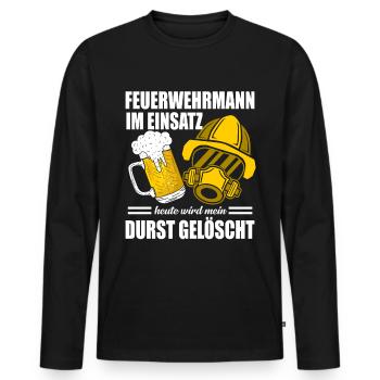 Firefighter Beer Quote Funny Firefighter Beer - Men's Premium Organic Long Sleeve Shirt - black - Front - Nico (187cm)