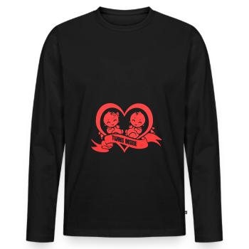 Twins Inside Grossesse Twins Enceinte - T-shirt manches longues Premium bio Homme - noir - Devant - Nico (187cm)