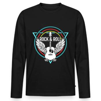 Rock n Roll Rock Roll Rock n Roll guitariste - T-shirt manches longues Premium bio Homme - noir - Devant - Nico (187cm)