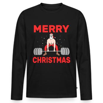 Merry Christmas Santa Claus Fitness Workout Gym - Männer Premium Bio Langarmshirt - Schwarz - Vorne - Nico (187cm)