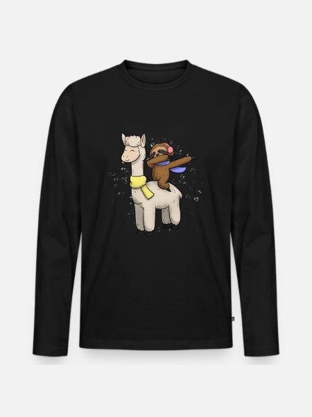 Lama sloth Christmas present - Men's Premium Organic Long Sleeve Shirt - black