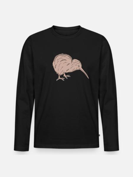 Kiwi Vogel - Männer Premium Bio Langarmshirt - Schwarz