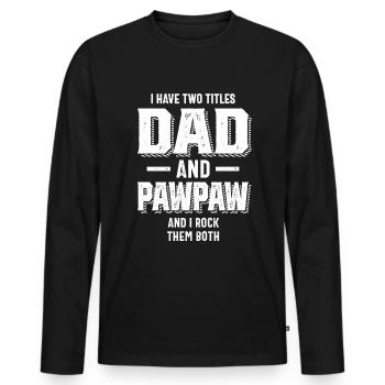 Ich habe zwei Titel Papa und Papa und ich rocke - Männer Premium Bio Langarmshirt - Schwarz - Vorne - Nico (187cm)