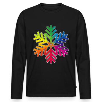 flocon de neige couleur arc-en-ciel - T-shirt manches longues Premium bio Homme - noir - Devant - Nico (187cm)