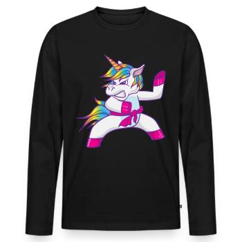 Karaté Licorne Judo Taekwondo Ninja Kung Fu - T-shirt manches longues Premium bio Homme - noir - Devant - Nico (187cm)