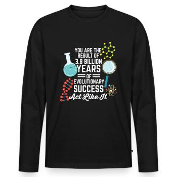 Result of Evolution Biology - Männer Premium Bio Langarmshirt - Schwarz - Vorne - Nico (187cm)