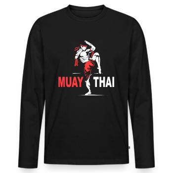 Muay Thai - Männer Premium Bio Langarmshirt - Schwarz - Vorne - Nico (187cm)