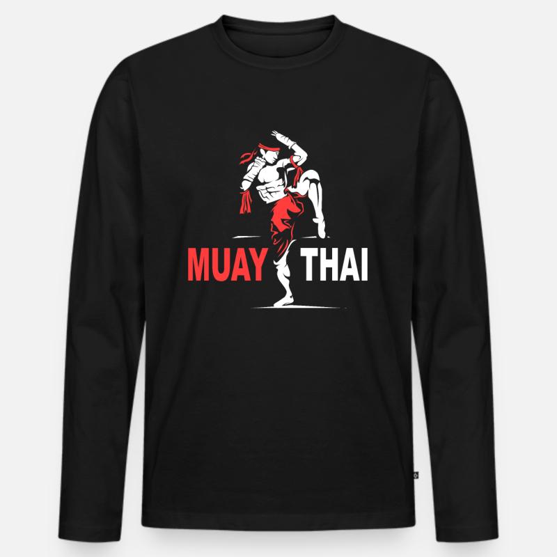 Muay Thai - Männer Premium Bio Langarmshirt - Schwarz