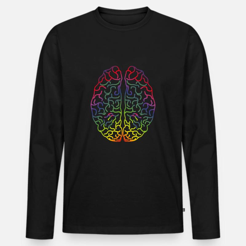 Buntes Gehirn Hirn - Männer Premium Bio Langarmshirt - Schwarz