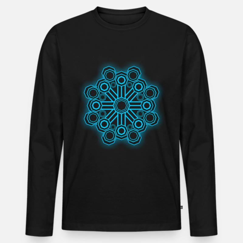Sacred Geometry Psychedelic Goa - Männer Premium Bio Langarmshirt - Schwarz