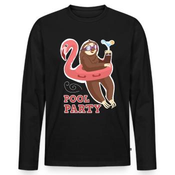 Pool Party Faultier aufblasbarer Flamingo Faultier - Männer Premium Bio Langarmshirt - Schwarz - Vorne - Nico (187cm)