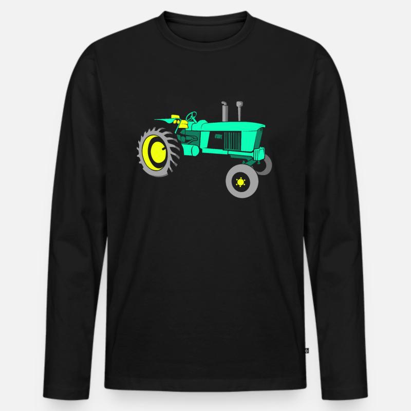 Traktor Trecker - Männer Premium Bio Langarmshirt - Schwarz