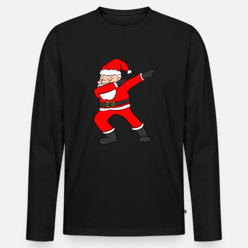 Dabbing Santa - Männer Premium Bio Langarmshirt - Schwarz