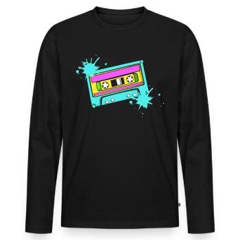 cassette - T-shirt manches longues Premium bio Homme - noir - Devant - Nico (187cm)