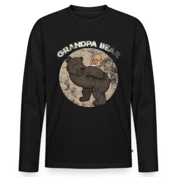 Grandpa Bear - Männer Premium Bio Langarmshirt - Schwarz - Vorne - Nico (187cm)