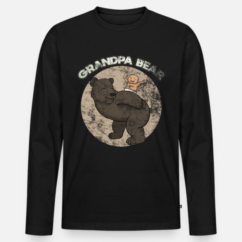 Grandpa Bear - Männer Premium Bio Langarmshirt - Schwarz