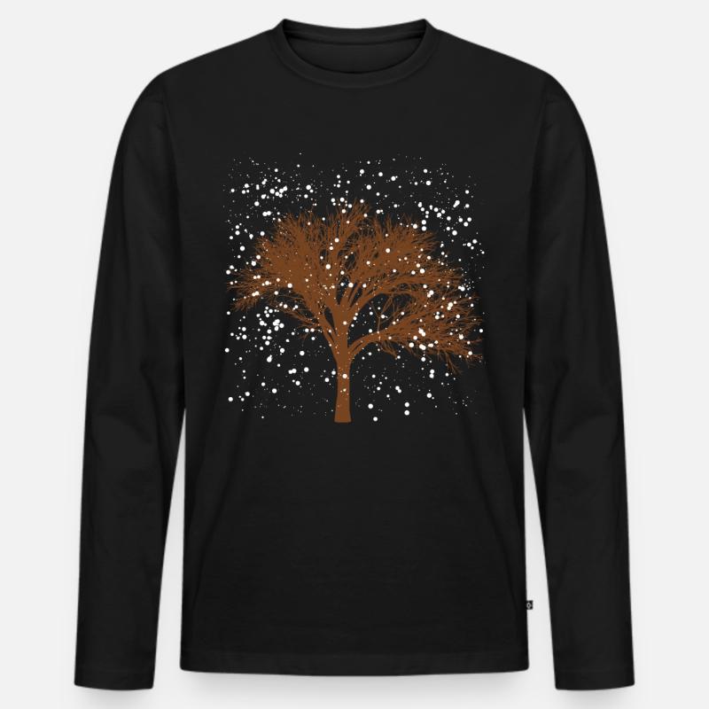Baum im Winter - Männer Premium Bio Langarmshirt - Schwarz