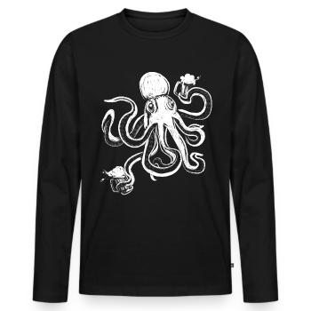 Dessin Pieuvre Pichet Pieuvre - T-shirt manches longues Premium bio Homme - noir - Devant - Nico (187cm)