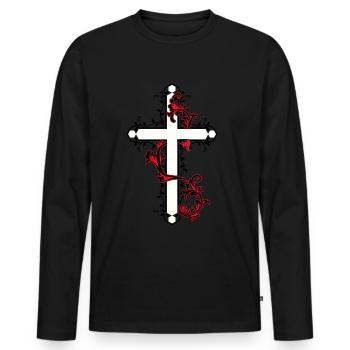 Crosses Church God Messiah Heavenly Christ - Men's Premium Organic Long Sleeve Shirt - black - Front - Nico (187cm)