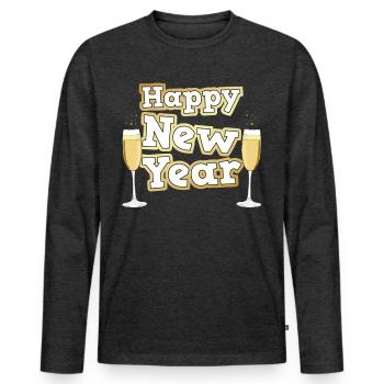 Happy new Year Neujahr Silvester Party - Männer Premium Bio Langarmshirt - Anthrazit meliert - Vorne - Nico (187cm)