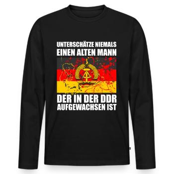 Alter Mann In DDR Aufgewachsen - Männer Premium Bio Langarmshirt - Schwarz - Vorne - Nico (187cm)