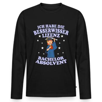Bachelor Absolvent Besserwisser Lizenz - Männer Premium Bio Langarmshirt - Schwarz - Vorne - Nico (187cm)
