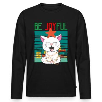 Christmas = be happy - Men's Premium Organic Long Sleeve Shirt - black - Front - Nico (187cm)