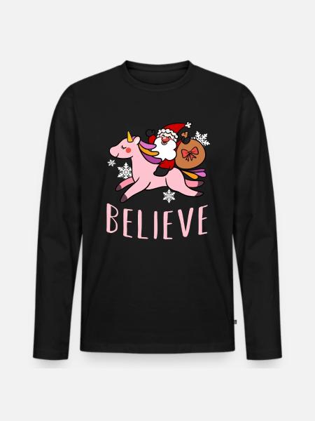 Einhorn Weihnachtsmann Einhörner - Männer Premium Bio Langarmshirt - Schwarz