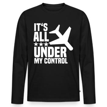Pilot Flugzeug Cockpit Flugbegleiter Stewardess - Männer Premium Bio Langarmshirt - Schwarz - Vorne - Nico (187cm)