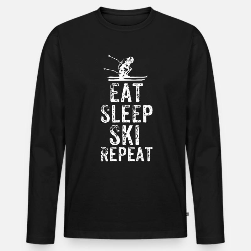 Ski - Männer Premium Bio Langarmshirt - Schwarz
