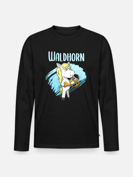 Waldhorn - Männer Premium Bio Langarmshirt - Schwarz
