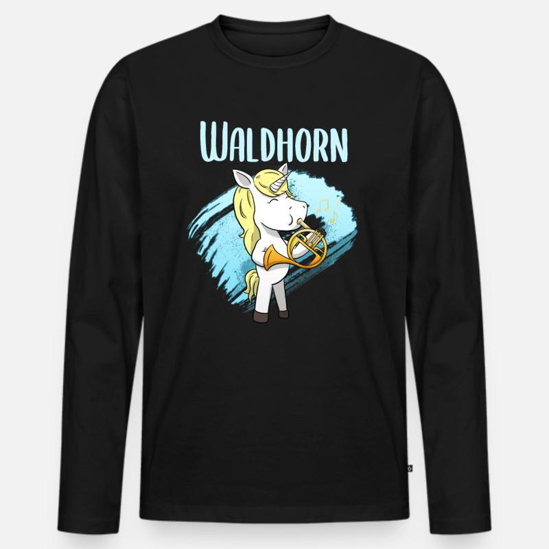 Waldhorn - Männer Premium Bio Langarmshirt - Schwarz