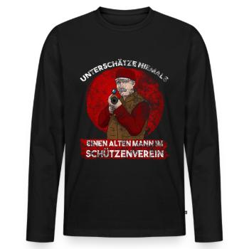 Old man in the shooting club shooter shooting - Men's Premium Organic Long Sleeve Shirt - black - Front - Nico (187cm)