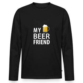 Freunde Bier Shirt mit Spruch - Männer Premium Bio Langarmshirt - Schwarz - Vorne - Nico (187cm)