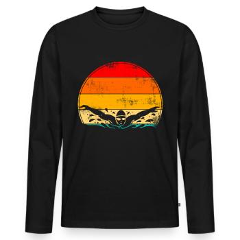 Natation papillon vintage nageur nageur - T-shirt manches longues Premium bio Homme - noir - Devant - Nico (187cm)
