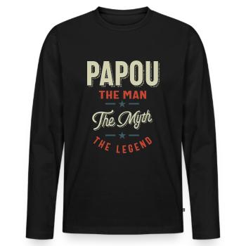 Mens Papou Shirt Gift: The Man The Myth The Legend - Men's Premium Organic Long Sleeve Shirt - black - Front - Nico (187cm)